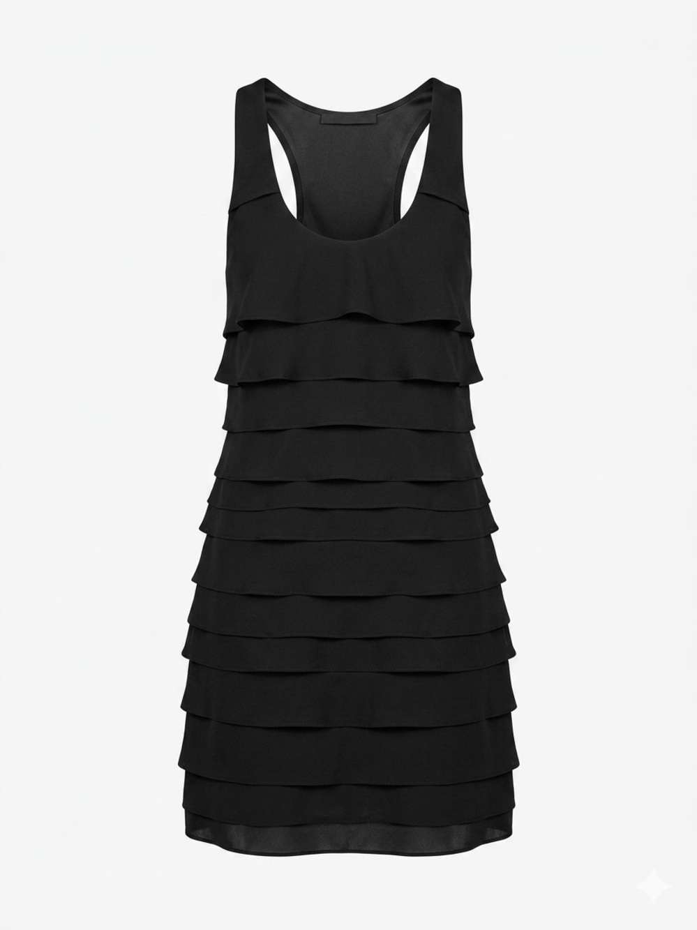 BCBGMAXAZRIA Black Chiffon Sheath Dress Sleeveless Scoop Neck Layered Lined M